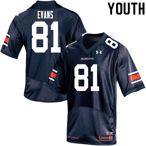 Youth Auburn Tigers #81 J.J. Evans Navy 2020 College Stitched Football Jersey